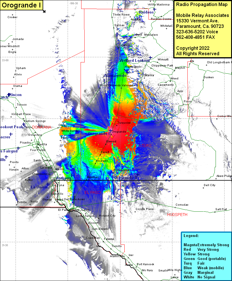 heat map radio coverage Orogrande I